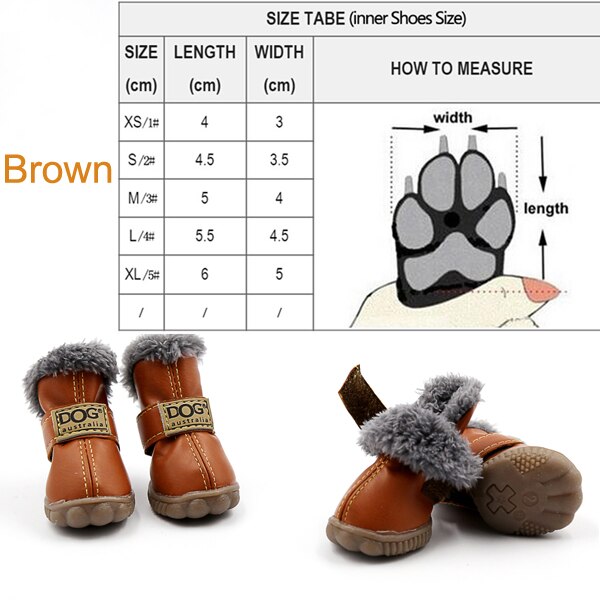 Dog Australia Waterproof Fleece-Lined Warm Dog Snow Boots