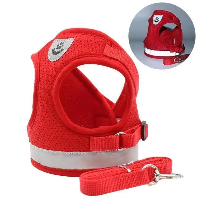 Dog Harness and Leash Set For  Small Medium Dogs Nylon Mesh Puppy Cat Harnesses Vest Reflective Walking Lead Leash Puppy Harness and Leash No Pull Adjustable Reflective Harness with Soft Mesh for Puppies and Small Dogs